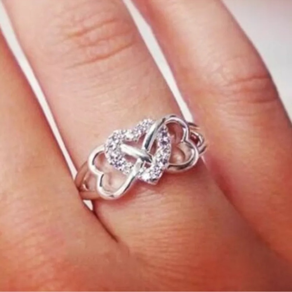 Heart Women Elegant Cubic Zirconia 925 Silver Rings Wedding Jewelry